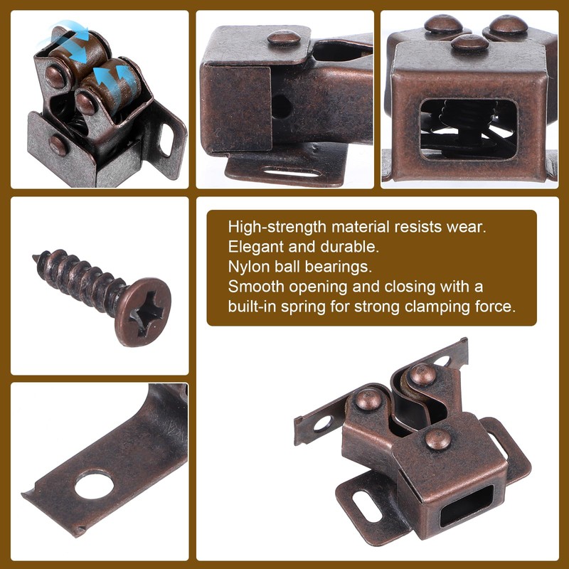 2Pcs Cabinet Latch, Double Roller Catch Latches Hardware for Cabinet