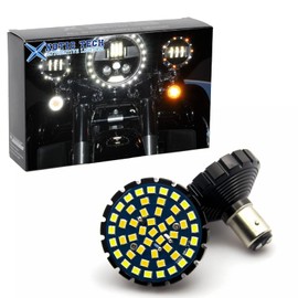 Xotic Tech Bright 1157 BAY15D Error Free LED Switchback Front Driving Turn Signal Bulbs Blinker Lamp Bullet Light Compatible with Motorcycle Harley Davidson, Amber/White Dual Color