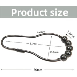 Ganchos para Cortina de Baño, 30 Piezas Aros de Cortina de Ducha de Acero Inoxidable, Aros para Cortinas de Regadera, Ganchos para Cortina de Ducha para Cortinas de Ducha Y Forros (Negro)