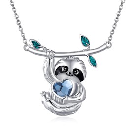 DAYLINLOVE Sloth Necklace 925 Sterling Silver Sloth Pendant Necklace Cute Animal Jewellery Birthday Gift for Women