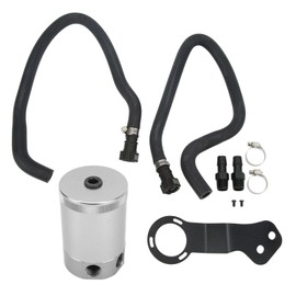 Baffled Oil Catch Can Tank Reservoir Kit Aluminium Alloy Replacement for Camaro SS 6.2L 2016 Up Silver