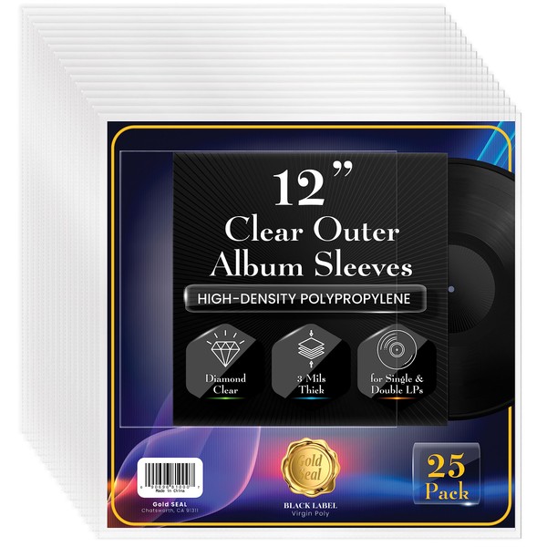 Vinyl Record Outer Sleeves for 12" LPs, 3 mils Thick,