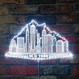 ADVPRO New York USA Skyline Silhouette RGB Dynamic Glam LED Sign - Cut Shape - Smart 3D Wall Decor - Multicolor Dynamic Signage st06s22-fnd-i0120-c