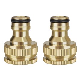 Brass Hose Connector, 1/2 Inch and 3/4 Inch 2-in-1 Garden Hose Connector, Garden Hose Tap Connector for Kitchen Tap and Garden Hoses (2 Pack)