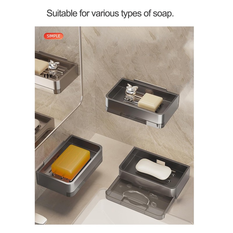 TANOVCEP No-Drill Wall Mount Soap Holder, Stainless Steel Soap Dish