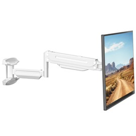 suptek Single Monitor Wall Mount for 13 to 33 Inch Screens,Gas Spring Monitor Arm Wall Mount Holds Up to 10KG/22lbs,Full Motion Adjustable,VESA Mount 75x75,100x100,White(WM18W)