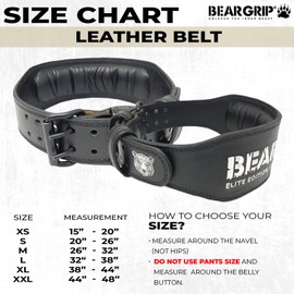 BEAR GRIP Power Belt - Elite Edition Premium Double Pong Weight Lifting Belt (L, Black - 4 Double Sided Leather Belt)