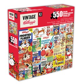 Kellogg's Frosted Flakes Retro Boxes 550 Piece Puzzle for Adults, Vintage Advertising Collage 24x18 inch Jigsaw by KI Puzzles