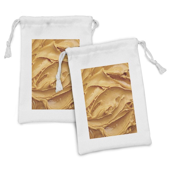 Ambesonne Peanut Butter Fabric Pouch Set of 2, Creamy Peanut
