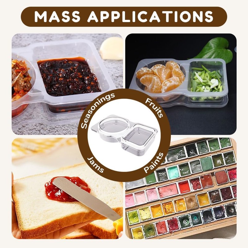 DEJIN 20Pcs Boxed Reusable Snack Containers with Lids, Double Compartment