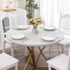 Round Vinyl Fitted Tablecloth with Flannel Backing Elastic Edge Design