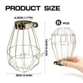 Simple 6-Pack Adjustable Industrial Clamp on Metal Bulb Guard Cage, Vintage Wire Lampshade for Pendant, Farmhouse Light Fixture, Vintage Lamp Shades and Hanging Lamp
