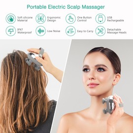 ORIA Electric Scalp Massager, Head Massager for Cats and Dogs, Waterproof Neck Massager, Handheld Hair Massager with 8 Removable Heads, 3 Modes, Type-C Port for Hair Growth, Relaxation