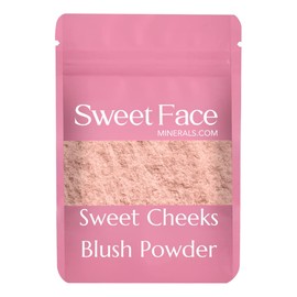 Blush Powder Refill (Sweet Cheeks) (1 Ounce Bag) By Sweet Face Minerals, Lightweight Mineral Loose Makeup Powder with SPF 20, Full Coverage Flawless Finish, Talc-free, Cruelty-Free, Refillable Pouch