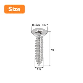 uxcell #10x7/8 Flat Head Sheet Metal Screws, 25pcs Phillips Drive Wood Screws 304 Stainless Steel Self Tapping Screws
