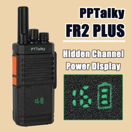 PTTalky FR2 Plus Walkie Talkies Long Range, Portable 2 Way Radios Long Range,Hidden Display,USB-C,VOX,1200mAh Walkie Talkies for Trip Outdoor Activity(2 Pack)