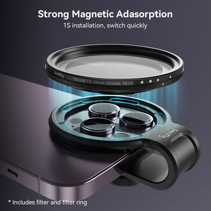 SMALLRIG Attachable VND Filter Kit ND2-ND32 (1-5 Stop) with Universal