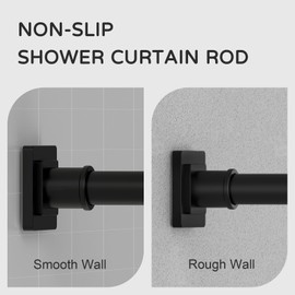 UIOSANRT Tension Shower Curtain Rod 31-68 Inches Non-Slip Shower Rod Tension Mounted No Drill Black Shower Curtain Rods Spring Tension Rod Adjustable Tension Curtain Rod for Windows Bathroom