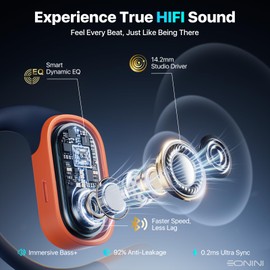 Eonini Open Ear Headphones Wireless Bluetooth Earbuds with Smart Power Display, 40H Playtime, Clear Calls, Secure Fit, IPX5 Waterproof Sports Earbuds for Workout, Running