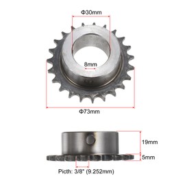 QUARKZMAN ISO/DIN 06B-1 Roller Sprocket B Type, 30 mm Bore, 3/8 Inch Pitch A3 Steel Single Strand Roller Sprocket Hardened, 23 Teeth