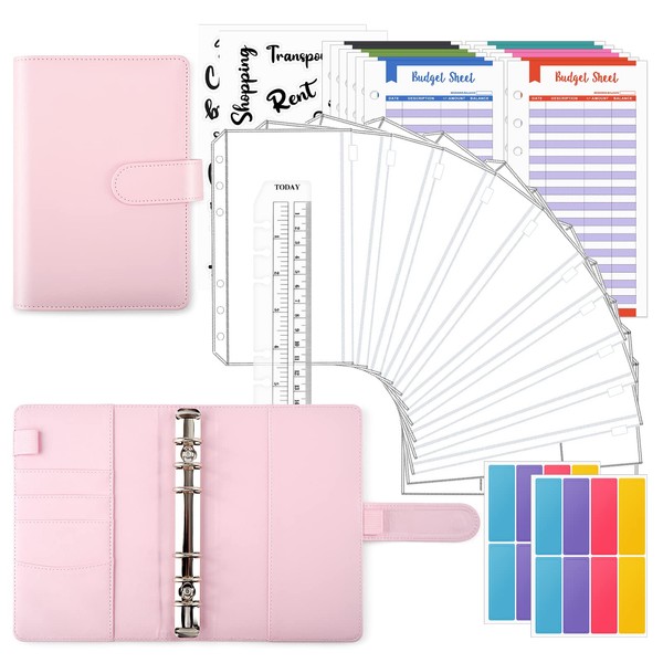 TOYESS 30Pcs Budget Binder Set for Money Saving Wallet, A6
