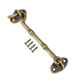 sourcing map 4.1" Cabin Hooks Eye Latch Door Gate Swivel Window Brass Hook with Mounting Screws Antique Bronze 1pcs