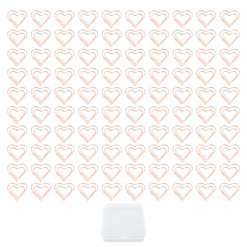 100pcs Heart Shape Paper Clips Cute Metal Paper Clips Portable