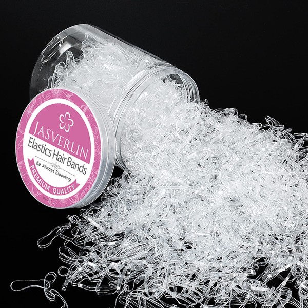 JASVERLIN Clear Elastic Hair Bands, Small Elastic Hair Ties Tiny