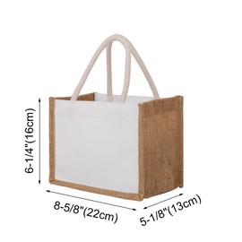 TopTie 12 PCS Small Jute Tote Bags, White Canvas Mini Tote Gift Bag 8.6 x 6.3 x 5.1 Inches