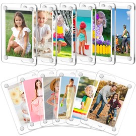 Xialvyu Pack of 12 Acrylic Magnetic Picture Frames, Double-Sided Fridge Photo Frame, 6 x 9 cm Transparent Acrylic Picture Frame for 3 Inch Photos, Mini Photos, Cards