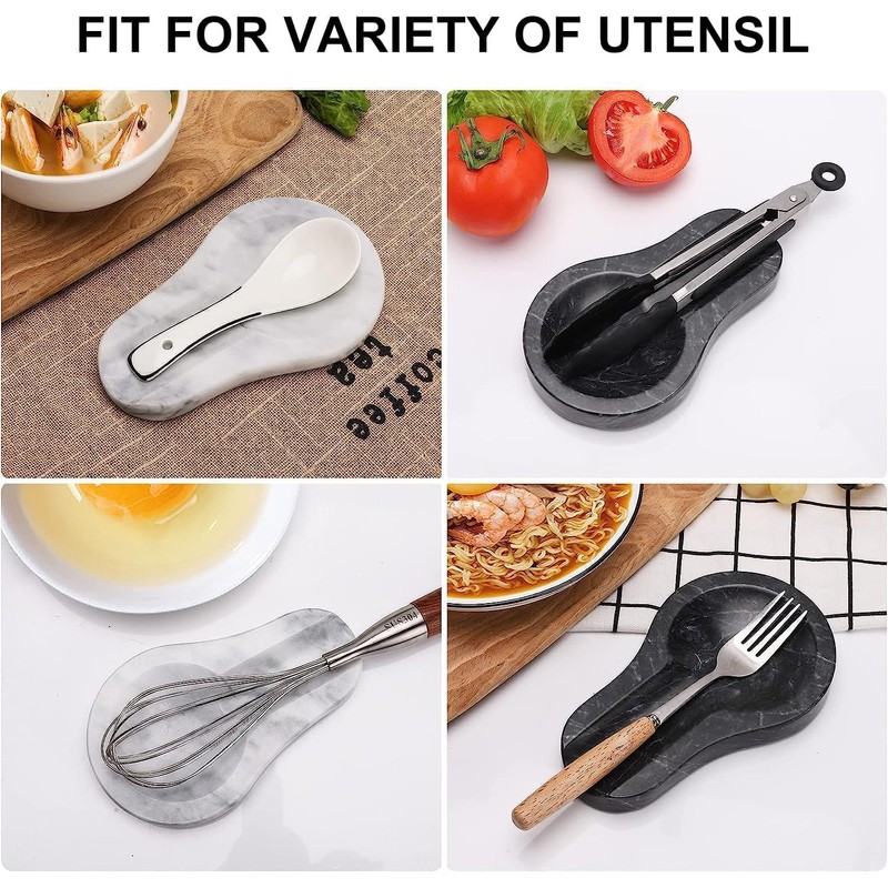 HESHIBI Marble Spoon Rest for Kitchen Stove Countertop, Marble Utensil