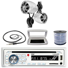 Pyle 1-DIN Bluetooth Marine CD Radio W/White Cover, 2x 2.25’' 10W Max Speakers