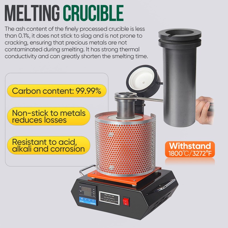 Graphite Crucible for Melting Gold, Silver, Copper 1/2/3kg 99.97% Carbon