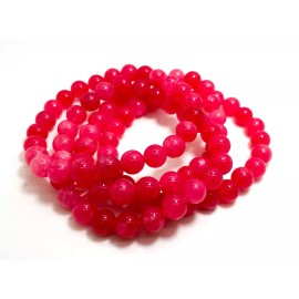 Perfect Gems Hot Pink Agate Polished Smooth 8mm Gemstone Bead Handmade Beaded Bracelet PGB138