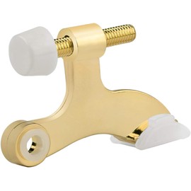 HOMOTEK 24 Pack Hinge Pin Bright Brass Door Stopper, Gold Door Stops, Adjustable Deluxe Heavy Duty Door Stopper 2-1/2"x1-3/4”,with White Rubber Bumper Tips