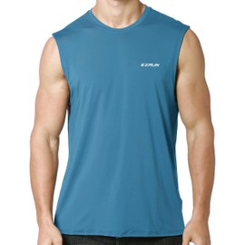 EZRUN Camiseta sin mangas para hombre, de secado rápido, para entrenamiento, gimnasio, atletismo, playa, sin mangas