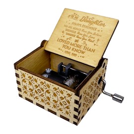 You are My Sunshine Music box 18 Note Hand Crank Engraved Wood Music Box Antique Vintage Gift for Christmas Birthday Graduation (From Dad to Daugther)…