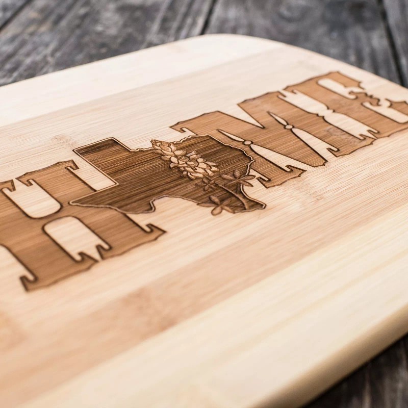 HipFlaskPlus Texas Home with Bluebonnets - Cutting Board 14''x9.5''x.5'
