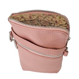 K. Carroll Accessories Carrie Crossbody Vegan Leather Crossbody Bag, Open Front Pocket, Zipper Pocket, RFID Protection (Pink)