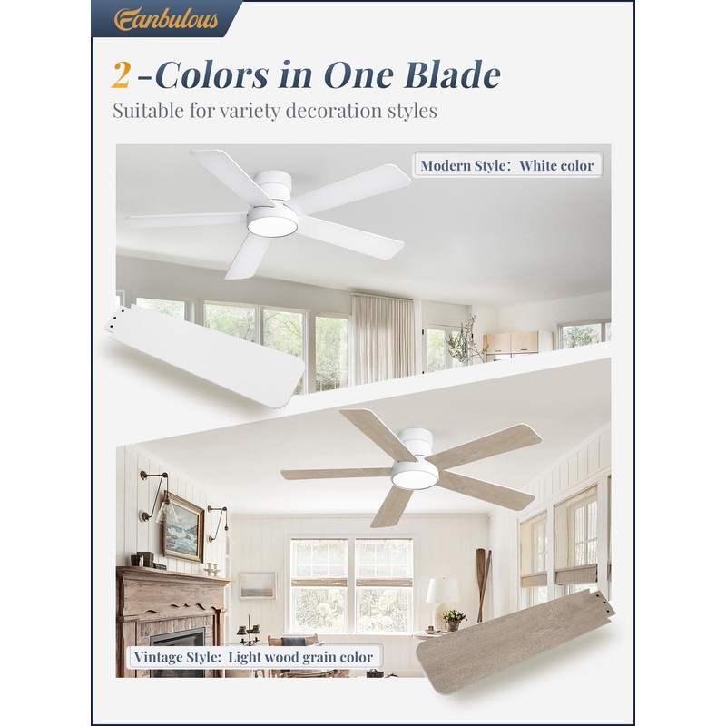 48 Inch Ceiling Fans with Lights and Remote,Outdoor Indoor Modern