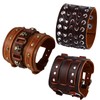 OIDEA Men's Leather Bracelet Set Punk Rock Style 4.1 cm