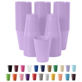 Exquisite Lavender Disposable Plastic Cups - 100 Pack 12 Oz Plastic Cups - Colored Disposable Cups - Durable Party Cups - Plastic Disposable Drinking Cups - Bpa Free Plastic Cups For Party