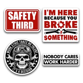 (4 Pcs) Nobody Cares Work Harder Sticker, I'm Here Because You Broke Something, Safety Third Blue Collar Worker Stickers for Mechanic Plumber Electrician Technician Toolbox Hardhat Helmet 3 Inches