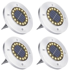 BrizLabs Solar Lights for Outdoors, Pack of 4, 16 LEDs, Solar Floor Lights, Outdoor Garden Lights, Waterproof Solar Lights, Stainless Steel Floor Light for Lawn, Driveway, Yard, Walkway, Patio, Garden