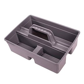 Jiaan Plastic Storage Tray Tote- Versatile Multiuse Caddy with Attached Portable Handle to Organize and Carry Tools 14.9 10.8 4.5 inch High Capacity (Gray)