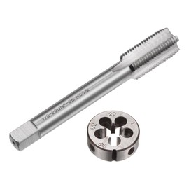 sourcing map 2pcs Tap and Die Set, 1/2-20 UNF Left Hand Thread Tap & Round Die, Tapping Threading Tool Tap & Die Kit for Nut Screw Bolt Thread Repair
