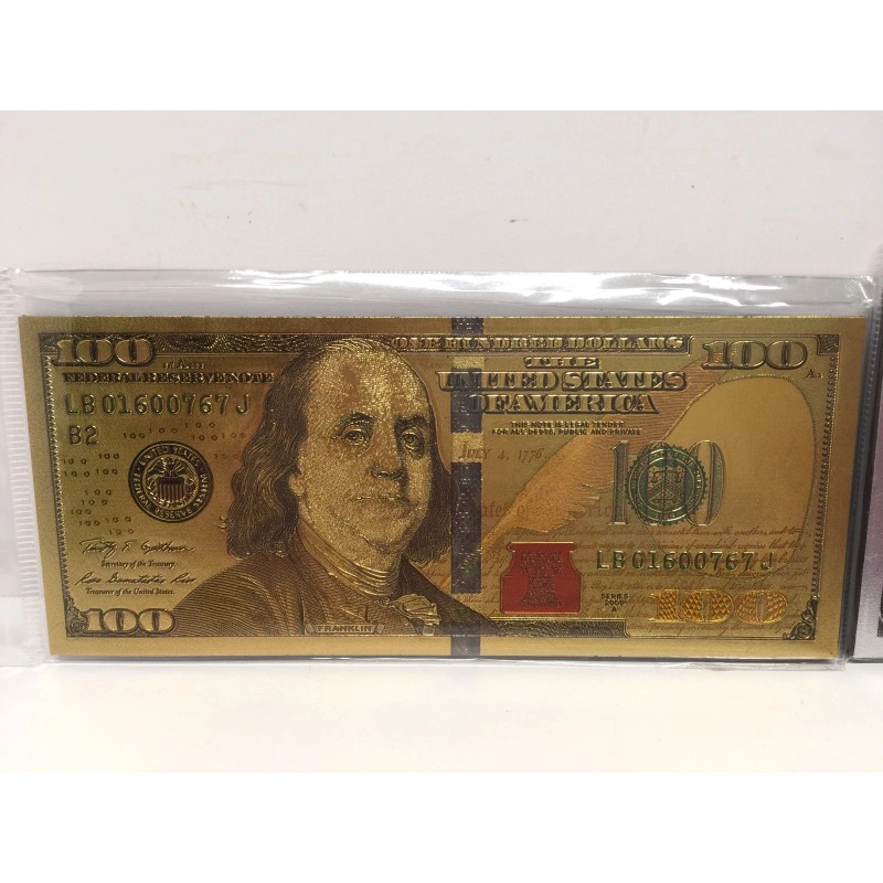 Lot of 2 Gold & Silver $100 Dollar Bill Fridge