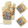 4 Pcs Oven Mitts and Pot Holders Sets Cheery Elephant