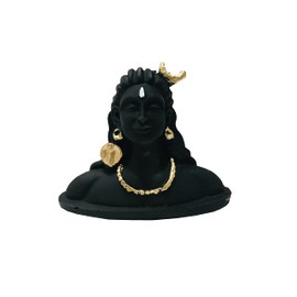 Black Polyrasin Lord Adiyogi Shiva Statue, Mahadev Murti Idol Shiv Murti Shankara Pooja & Gift Showcase Decoration Items for Home Decor, Temple Puja Adiyogi Statue for Car diwali gift Height- 3 inch