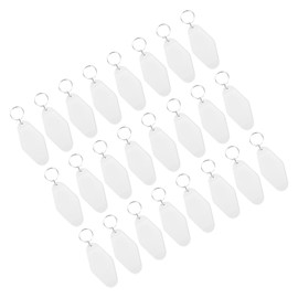 YOKIVE 24 Pcs Blank Hotel Keychains Key Tag, Plastic Sublimation Vintage Motel Keychain | DIY Craft, Great for Luggage Tag Ornament (White, 3.54-Inch)
